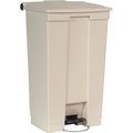 Rubbermaid Commercial 23 gal Rectangular Mobile Step-On Container, Beige, Resin; Stainless Steel RCP614600BG